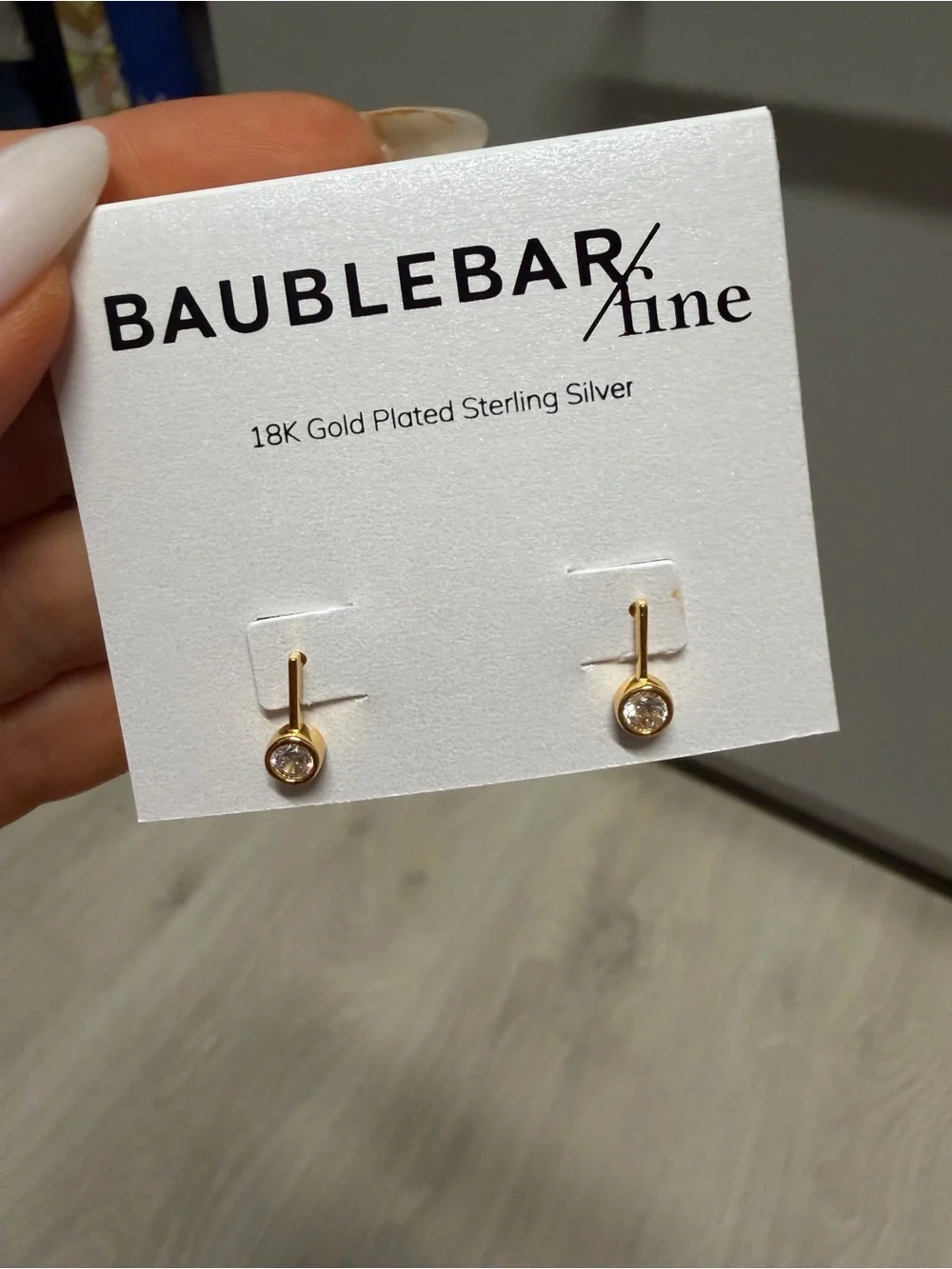 BaubleBar Gold Plated CZ Drop Stud Earrings - Gold